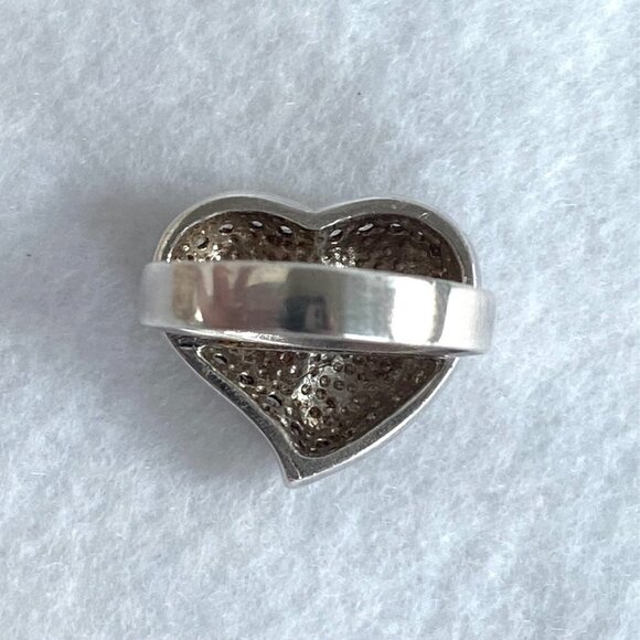 Sterling Silver 925 Cubic Zirconia Polished Modernist Asymmetric Heart Ring 6.75 - Picture 6 of 16